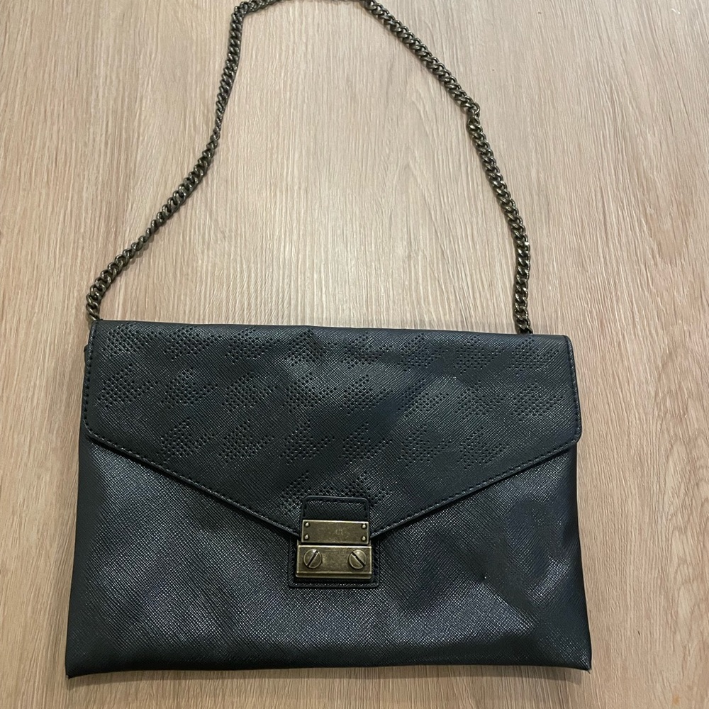 J.Crew faux leather black clutch/purse